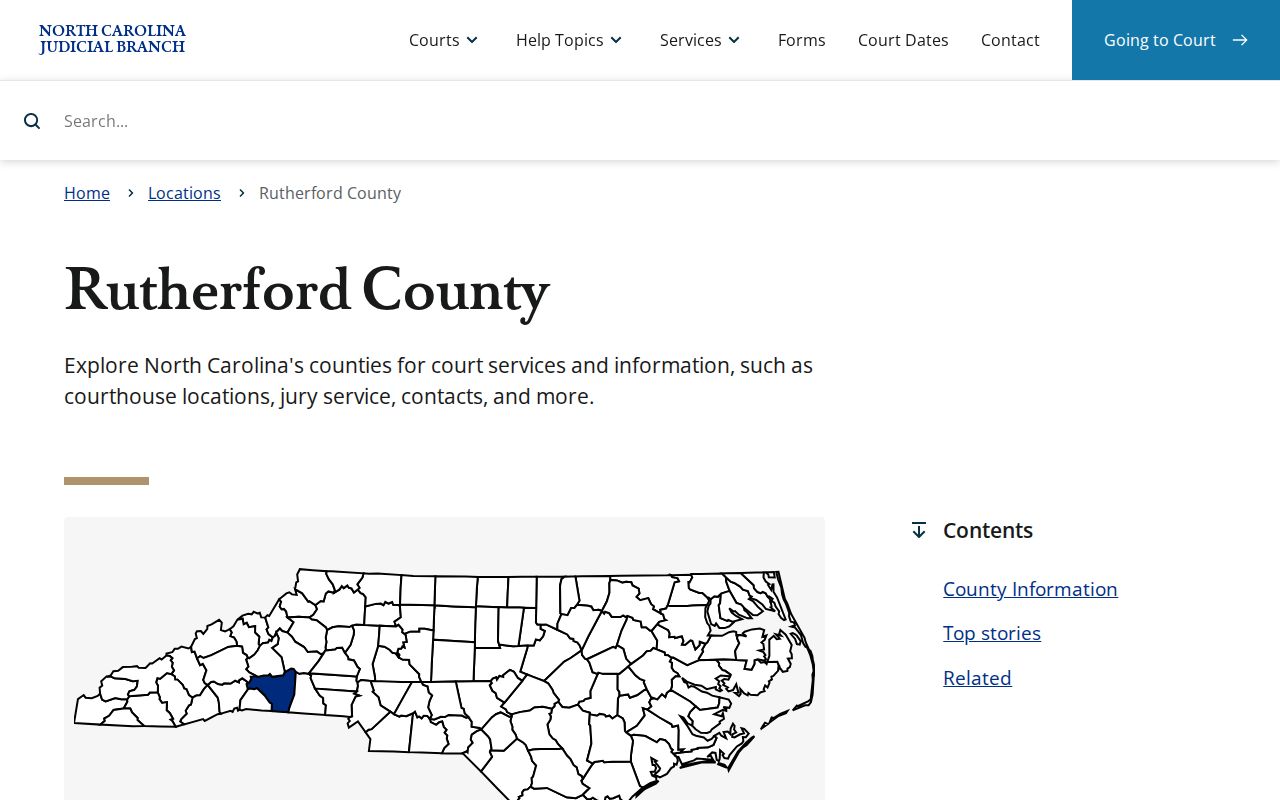 North Carolina Judicial Branch Rutherford County Courts page