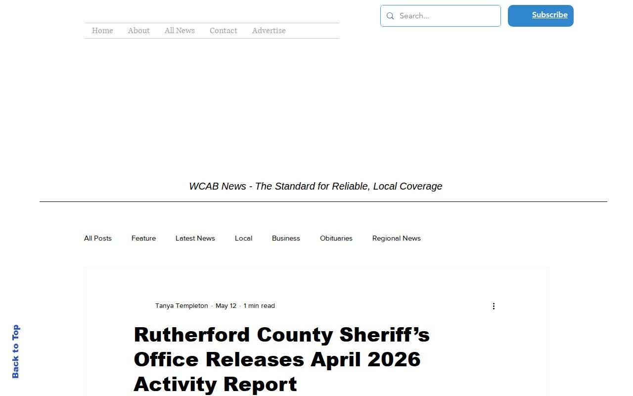 WCAB Rutherford County sheriff activity report